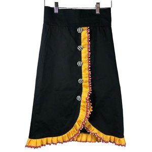 FABLES BY BARRIE Rockabilly Pinup Black Yellow Skirt Small S